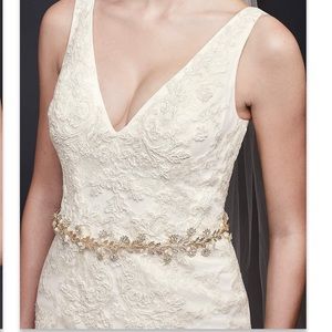 David’s Bridal Golden Vine Sash with Crystals and Pearls